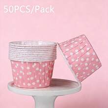 50个装烘焙纸杯蛋糕衬垫，耐热PET纸杯，卷边加固不油腻，纸杯蛋糕包装纸，烘焙纸杯 - 查看 15