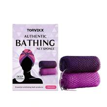 Bộ 2 miếng mút tắm lưới TORVIKX chính hãng - Dụng cụ làm sạch sâu, tẩy tế bào chết toàn thân, mút tắm lưới thiết yếu cho làn da mịn màng, mềm mại. - Xem 1