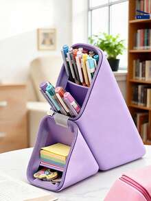 1 hộp đựng bút chì bằng silicon màu trơn tối giản, hình thang cứng cáp, có thể đựng máy tính, sổ tay và bút - Thích hợp cho trường học, văn phòng và du lịch - Dành cho học sinh, người đi làm, nam và nữ, hộp đựng văn phòng phẩm, hộp đựng đa chức năng, khóa kéo an toàn, hộp đựng bút chì - nhiều màu - Xem 10