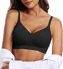 OEAK Womens Wireless Bras Comfortable Push Up Bra No Underwire Bra Full Support Lift Bralette Everyday Seamless Tshirt Bras - màu đen - Xem 13