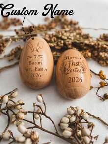 Customizable Personalized Wooden Easter Egg Rattle With Music, Customized Easter Egg Cup, Engraved Easter Egg Rattle, Easter Gift, Ideal For Baby's First Easter - Multicolor - View 6