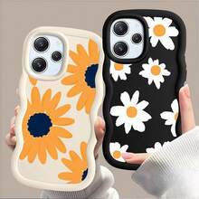 全摄像头孔保护；舒适波浪纹理握感；哑光防滑防污；可爱雏菊图案；柔软材质，兼容三星 A14/A15/A16/A17/A04/A05/A06/A07/A54/A55/A56/A34/A35A/36/S25/S25Plus/S25Ultra、A54、Moto G13/14/15 - 波浪黑色 - 查看 5