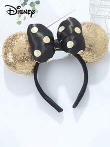 Disney 1个迪士尼米奇耳朵发箍，配有闪亮的米妮耳朵蝴蝶结，适合城堡装扮、节日派对服装、圣诞礼物 - 彩色 - 查看 4