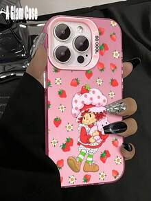 1 Piece IMD Pink Strawberry And  Girl Graphiccartoon Phone Case: Sweet Cool Style. Vibrant Pink, Shock-Absorbent, Compatible With IPhone16 Pro Max, 15/14 Plus, 13, 12, 11, 17,Waterproof, Shockproof, And Scratchproof Perfect Gift For New Year/Valentine's Day, Family/Friends/Lovers - 粉紅色2 - 查看 6