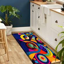 1 szt. Dywan z nadrukiem abstrakcyjnym, mata z imitacji wełny – bardzo chłonna, łatwa do czyszczenia, odpowiednia do wystroju wnętrz, do domu, na farmę, do przedpokoju, do wnętrz, do kuchni, jadalni, małego biura/biura domowego, do zlewu, pralni, wycieraczki, maty kuchennej, maty antypoślizgowej - Wielokolorowe - Zobacz 8