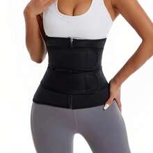 Cinturón de control de abdomen de cintura alta para mujer, diseño de cremallera de longitud completa, ajuste ajustable, soporte de postura y compresión abdominal, faja de unicolor, estilo fácil - Negro - Ver 5