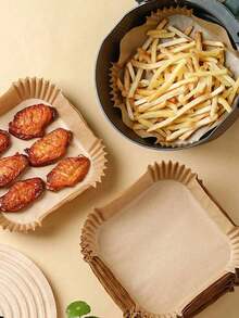 100pcs/50pcs Premium Air Fryer Disposable Paper Liners, Oil-Proof Non-Stick Parchment Paper, Easy To Clean, Compatible With Dual Basket Air Fryers, 100 Count - Multicolor - View 8