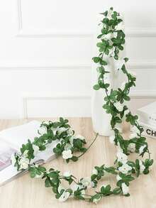 1pc Artificial Peony Flower Vine, Home Decor, Spring - White - View 2