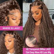 13x4 Lace Front Wigs 32Inch 200 Density Deep Wave Wig Chocolate Brown Curly Wig Pre-Plucked Glueless Lace Frontal Wigs Lace Front Wig With Baby Hair Heat Resistant Hair Deep Curly Long Blended Wigs 26 Inch For Women Daily Use - Brown - View 5