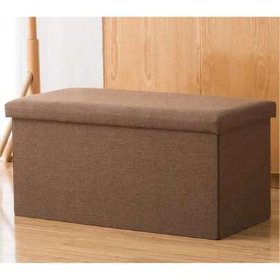 Tabouret pliant avec coffre de rangement, recouvert de lin, petit siège cubique, idéal comme coffre à jouets, pied de lit, tabouret à chaussures, couloir ou siège. Plusieurs coloris et tailles disponibles.
