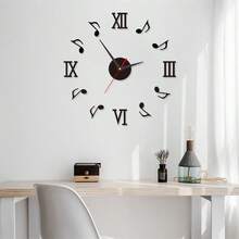 No Drill Creative Silent Acrylic Wall Clock, DIY Music Note Decor Clock For Living Room, Bedroom, Hallway - 1PC - View 4