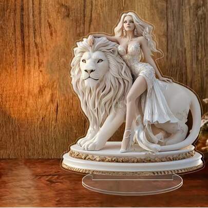 2D亚克力女神与狮子艺术品摆件，也是不错的房间装饰品