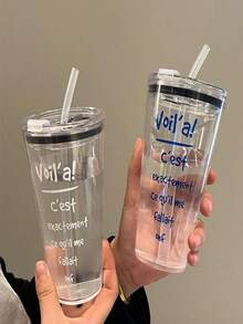 Cute Pink Bow Reusable Plastic Cup With Lid And Straw, Unisex For Office, School, Birthday Party, Water Bottle - Multicolor - View 6