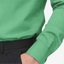 Men's Long-Sleeved Slim Fit Shirt, Luxury Premium Style, Wrinkle-Free - 綠色 - 查看 3