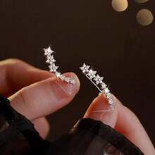 1 对闪亮花朵弧形耳坠，优雅的锌合金耳坠，时尚百搭的设计，适合派对、婚礼和日常佩戴，女士礼物 - 金梅花 - 查看 10