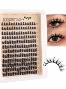 Manga Cluster Lashes Kit Natural Lash Clusters Wispy Individual Eyelashes 180pcs Spiky Eyelash Clusters C Curly,Individual Eyelashes Wispy Lash Clusters Kit D Curl Eyelashes Individual Kit Natural Lash Extension Kit With Russian Cluster Lashes Glue Bond And Seal And Lash Tweezers - Multicolor - View 4