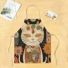 1pc Floral & Cat Pattern Apron, Creative Funny Fashionable Printed Apron, Home Cleaning Apron, Easy Clean Kitchen Cooking Apron, Creative Home Apron - Multicolor - View 19