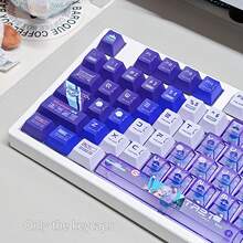 PBT Crystal Transparent Jelly Keycaps, Cherry Profile Shine Through Keycaps For Mechanical Keyboard, 6.25U Spacebar Compatible With MX Switches, Cute Pink Blue Purple Custom Keyboard Keycaps - View 10