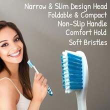 Comfort Hold Travel Toothbrush On The Go Folding Medium Bristle Brushes Compact Size Ergonomic Foldable Tooth Brush Camping Gym School Locker Backpack TSA Approved 4pc Soft - như hình - Xem 3