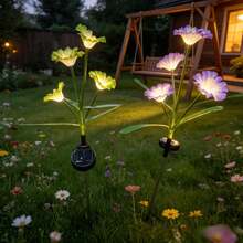 2PCS Solar Lanterns Outdoor Waterproof,Morning Glory Bathed In Warm Light, Solar Walkway Lights Outdoor ,Suitable For Gardens, Courtyards, Hallways, And Porches(Green + Purple) - Morning Glory - View 6