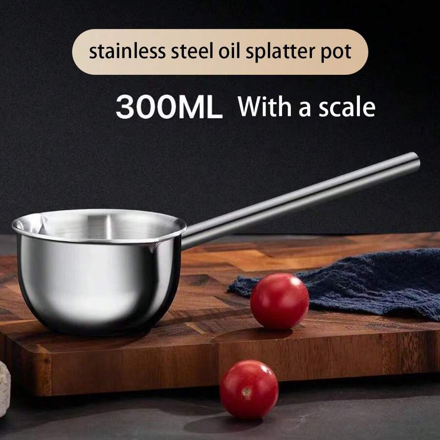 1pc Mini Butter Heater, Small Sauce Pot, Milk Heating Pot, Small Pot For Melting Chocolate And Candy, With Long Handle Suitable For All Stoves, Multi-Purpose Cooking, Stainless Steel Material - View 1