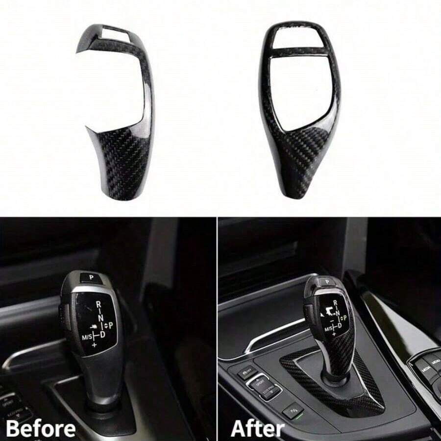 Carbon Fiber Texture For BMW F30 F10 F15 F07 F20 F21 F22 F32 F34 F35 5GT Car Gear Shift Panel Frame Gear Knob Cover Head Trim - A - View 1