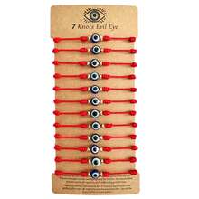 辟邪眼手链套装，12条装可调节红色七结幸运绳护身符，黑粉色友谊手链 - 彩色 - 查看 12