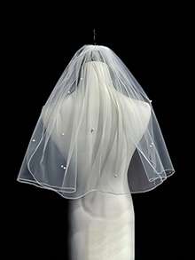 Single Layer Lace Trim Bridal Veil, Minimalist Design Simple Wedding Dress, Light White Headpiece, Minimalist Style Veil - Multicolor - View 3