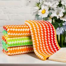 5-Piece/10 Pack Soft Rainbow Ultra-Fine Fiber Cleaning Cloth, Absorbent And Non Greasy Kitchen Dishwashing Cloth, No Shedding, Suitable For Household Cleaning, Suitable For Kitchens, Bathrooms, And Cars - Rainbow Edging - View 10