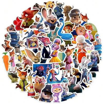 55pcs Disney Zootopia Stickers, Including Officer Bogo, Benjamin Clawhauser, Gary The Giraffe, Nangi Maple, Big Daddy, Dawn Bellwether, Waterproof And Durable For Books, Diaries, Phone Cases, Laptops, Tablets, Water Bottles, Suitable For Holidays, Birthdays, Rewards, Decorative Gifts