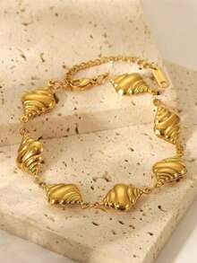 1PC Fashion Irregular Gold-Plated Titanium Steel Conch Bracelet, High-End Chain Jewelry - Multicolor - View 6