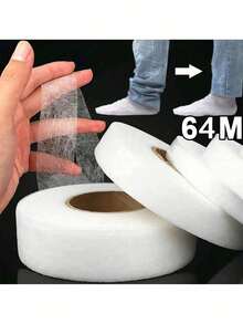 2pcs 64m White Double-Sided Non-Woven Fusible Interlining, Lightweight Fabric Accessory, Hot Melt Adhesive Tape For Garment Accessories And Edging - White - View 4