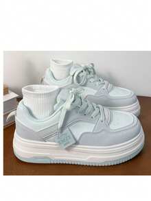 2025 Spring/Summer Bestselling Thick-Sole Canvas Shoes For Women, Mint Mango New Arrival Versatile Casual Campus Style Ultra-Light Highly Attractive Flat Shoes - Lake Blue - View 1