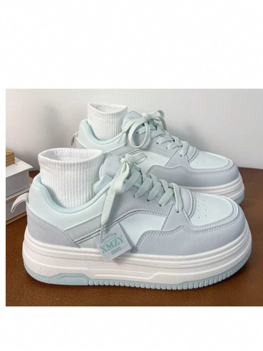 2025 Spring/Summer Bestselling Thick-Sole Canvas Shoes For Women, Mint Mango New Arrival Versatile Casual Campus Style Ultra-Light Highly Attractive Flat Shoes - Lake Blue - View 1