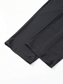 Men's Summer Casual Sports Shorts, High Elasticity Fabric With Zipper Pockets, Drawstring Waist, Quick-Dry Material, Suitable For Running And Daily Wear Black - Black - View 7