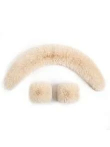 3pcs Faux Fur Collar & Cuff Set, 1pc Autumn/Winter Jacket With Faux Grass Striped Cuffs, 2pcs Fashion Cuff Combo - Multicolor - View 11