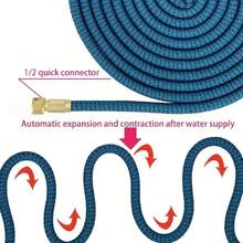 25英尺-150英尺新款花园水管可伸缩橡胶魔力水管高压水枪套装，适用于花园农场灌溉工具 - A - 查看 5