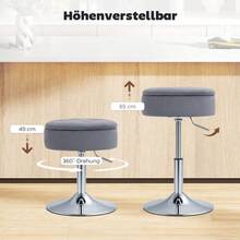 Bar Stool, Bistro Stool With Storage, Swivel Bar Chair, Height-Adjustable Kitchen Stool With Velvet Upholstery, 39 X 39 X 65 Cm, Grey - Black - View 5
