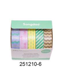 5卷/盒装饰和纸胶带 - 几何、花卉和格子图案，简约风格，适用于日记本、计划本、礼品包装 - 套裝 - 查看 23