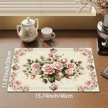 1pc Absorbent Drying Mat, Traditional Pattern, Kitchen Decor, Coffee Machine Mat, Handmade Coffee Pot Draining Pad, Kitchen Floor Mat, Dining Table Mat, Kitchen Counter Dish Drying Mat, Breakfast Mat, Heat-Resistant Anti-Slip Draining Mat, Diatomite Draining Mat, Hides Stains, Super Absorbent Kitchen Mat, Easy To Clean Dish Rack Mat, Suitable For Kitchen, Dining Table, Coffee Shop, Bar, Holidays, Parties, Home Decor, Mother's Day Gift - Multicolor - View 17