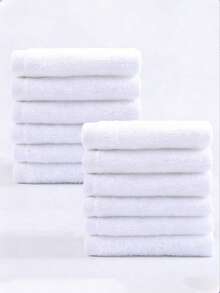 25*25cm Cotton Hotel/Kitchen Absorbent White (Thin) Washcloth, Motel Hand Towel, Multi-Purpose Facial Towel, 5pcs/10pcs Set - White - View 3