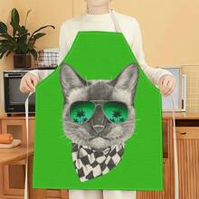 1pc Denim Pattern Apron, Creative Funny Fashion Printed Apron, Home Cleaning Apron, Easy Clean Kitchen Cooking Apron, Creative Home Apron - Multicolor - View 10