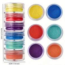 6 couleurs/set Nouveau kit de fabrication de bijoux, poudre de perle, résine, poudre minérale de mica, résine époxy, bijoux de bougie 6 couleurs - Ensemble de 6 poudres de teinture de couleur - Voir 5