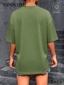[100% Cotton] DVD Video Nostalgic Green Logo, Vintage Gaming Print T-Shirt, 2000s Aesthetic, Retro Good Shirts, Casual Round Neck Short Sleeve Pullover Tops For Spring / Summer / Fall -Unisex Women & Men's Campus Daily Wear - 綠色 - 查看 3