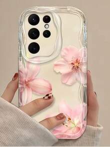 1 chiếc ốp lưng điện thoại in hình hoa anh đào uốn lượn, bảo vệ màn hình và viền điện thoại, tương thích với Samsung A14/A15/A16/A17/A04/A05/A06/A07/A54/A55/A56/A57/A34/A35A/36/A37/S26/S26Plus/S26Ultra, SMART7/8/9/10, Honor 400/400Pro/200/200Pro/X7C/X8C/X9C, 10C/13C - Màu kem trong suốt - Xem 1
