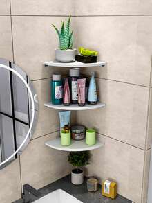 3件套转角壁挂架，木质悬浮转角置物架，壁挂式储物展示架，适用于电视配件、显示器、音箱、机顶盒、游戏机（19厘米，白色） - 彩色 - 查看 2