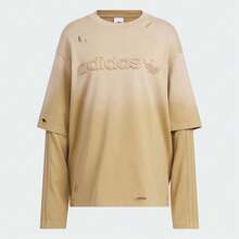 Adidas Originals Women's 2-In-1 Long Sleeve T-Shirt, Knitted Collarless Long Tee TKS8496 - Brown - View 2