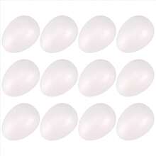 12 Pack 3 Inch Easter Foam Egg White Egg Craft Egg Foam Natural Polystyrene Egg Foam Handmade Egg Ball - A - View 2