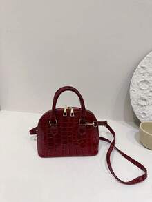 女士时尚简约手提贝壳包 简约流行单肩包 休闲斜挎包 送给妈妈的礼物 - 紅色 - 查看 3