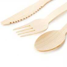 150 piezas/Set, 50 piezas/Set, 25 piezas/Set, 10 piezas/Set Juego de cubiertos de ensalada de bambú natural, vajilla occidental, cuchillo, tenedor y cuchara de bambú, de alta calidad, para bodas y fiestas, aperitivos, estilo rústico, utensilios de picnic naturales - Bambú - Ver 5